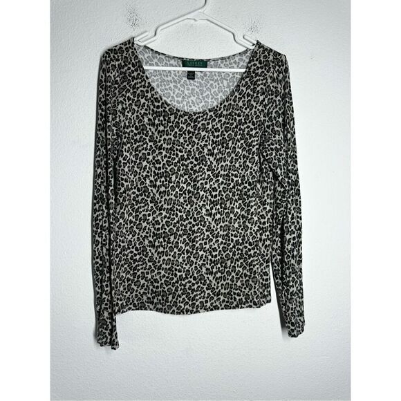 RALPH LAUREN Women's Soft Comfy Rayon Tunic Multicolor Animal Print SzL - Picture 1 of 9